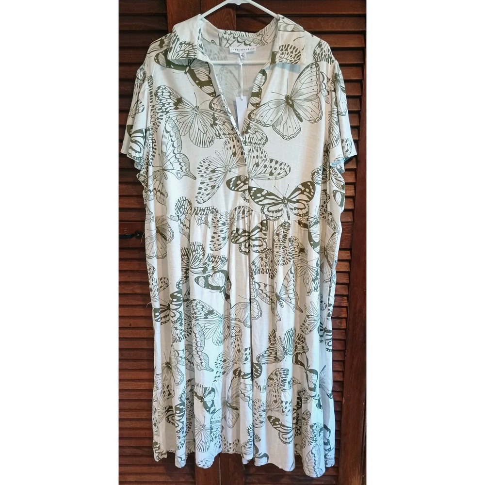 NEW Jane & Delancey Butterflies Button Up Maxi Dress 2X Cottage Garden Prairie